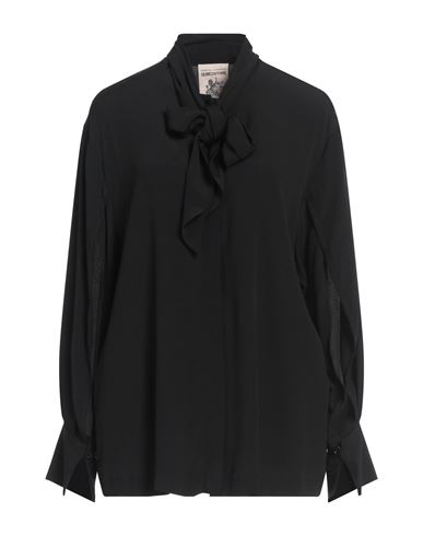 Shop Semicouture Woman Shirt Black Size 6 Acetate, Silk