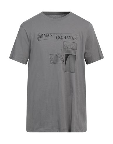 Armani Exchange Man T-shirt Grey Size L Cotton In Grey