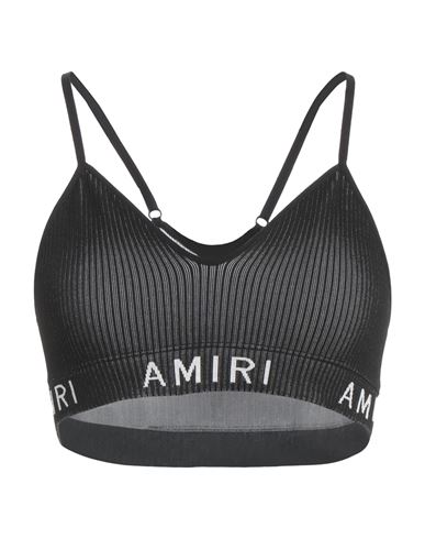 Amiri Logo Jacquard Tech Rib Knit Bra Top In Black