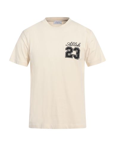 Off-white Man T-shirt Cream Size S Cotton, Elastane, Polyester