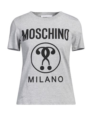 Moschino Double Question Mark Plain Knitted T-shirt In Grey