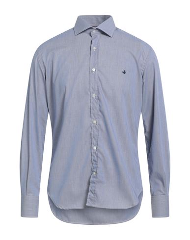 Brooksfield Man Shirt Blue Size 15 Cotton In Blue