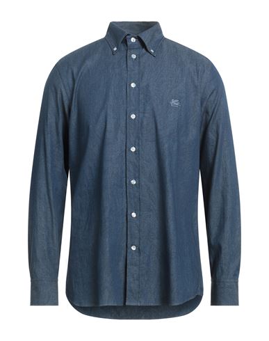 Etro Button-down Collar Cotton Shirt In Blue
