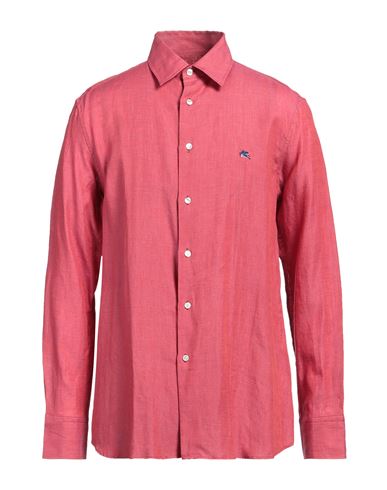 Etro Man Shirt Magenta Size 16 Ramie In Magenta