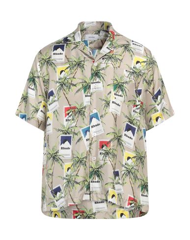 Rhude Man Shirt Taupe Size L Silk In Grey