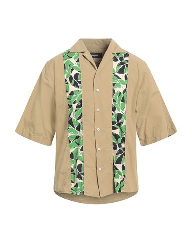 Dsquared2 Man Shirt Khaki Size 46 Cotton, Polyamide In Beige