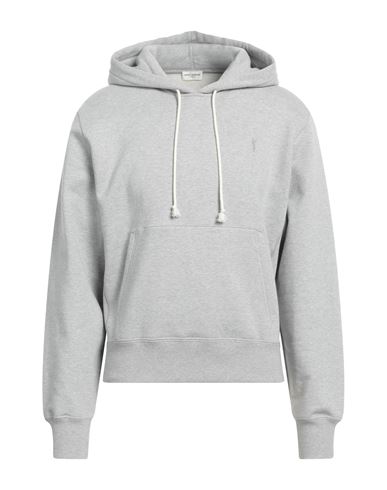 Saint Laurent Melange Grey Cotton Sweatshirt In Gray