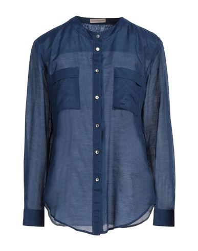 Camicettasnob Woman Shirt Midnight Blue Size 10 Cotton, Silk In Blue