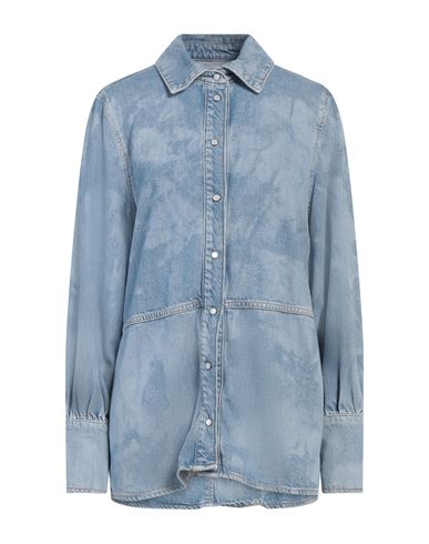 Ganni Woman Denim Shirt Blue Size 6 Organic Cotton, Viscose In Blue