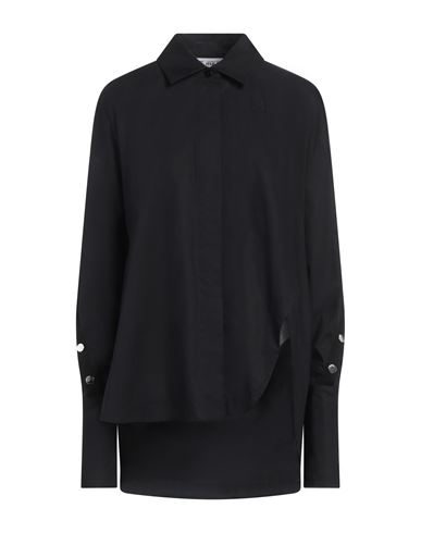 Attico Black Oversized Asymmetric Shirt With Studs In Cotton In Black