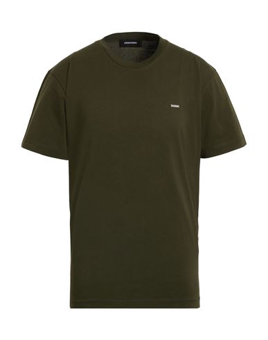 Dsquared2 Man T-shirt Military Green Size L Cotton In Green