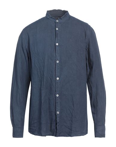 Messagerie Patrizio Piscaglia Man Shirt Blue Size 16 ½ Linen In Blue