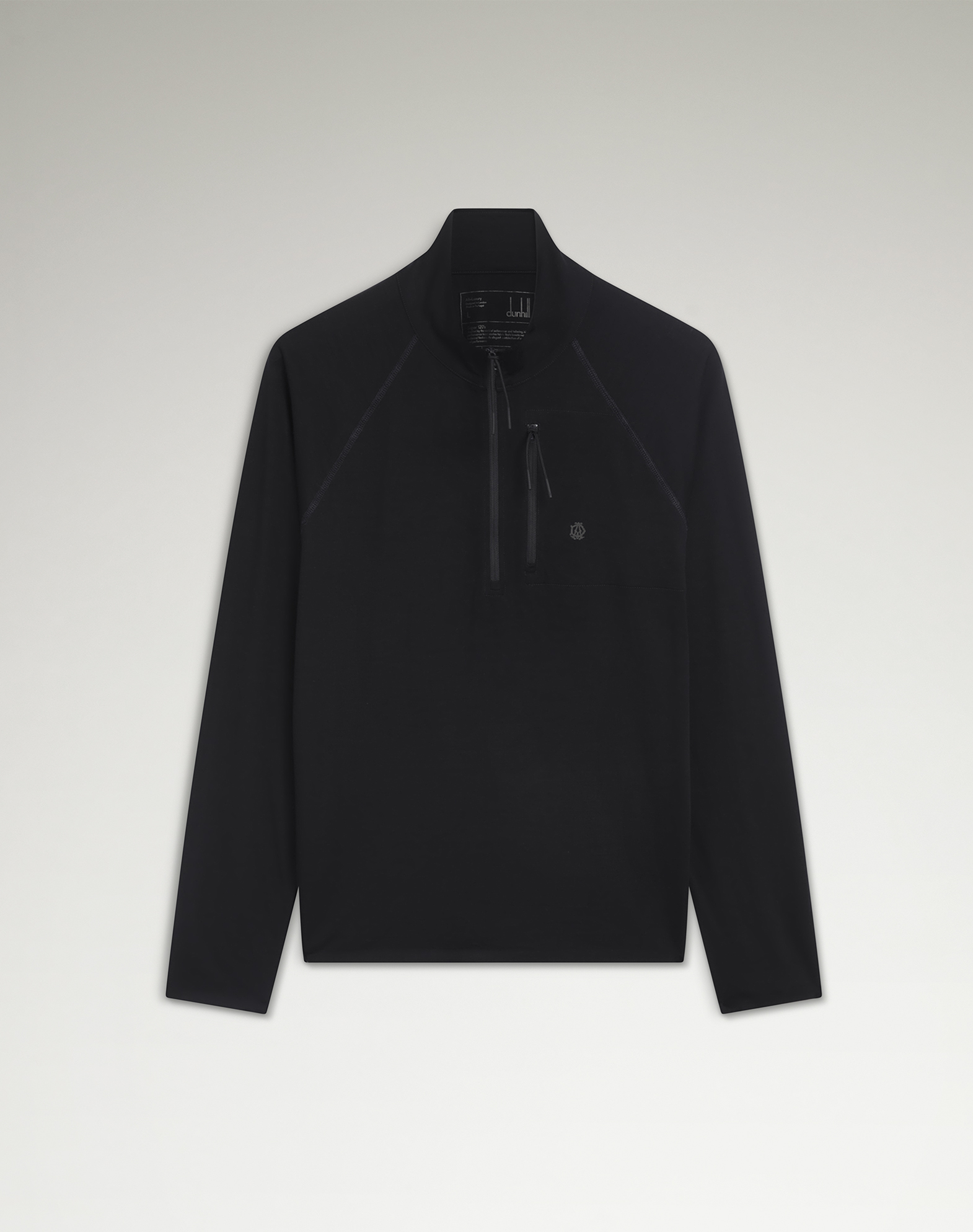 Dunhill Athluxury Wool 1/4 Zip Long Sleeve T-shirt In Blue