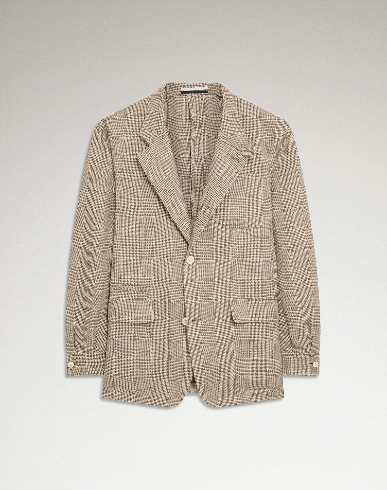 DUNHILL LINEN PRINCE OF WALES CHECK CAVENDISH STAND COLLAR JACKET