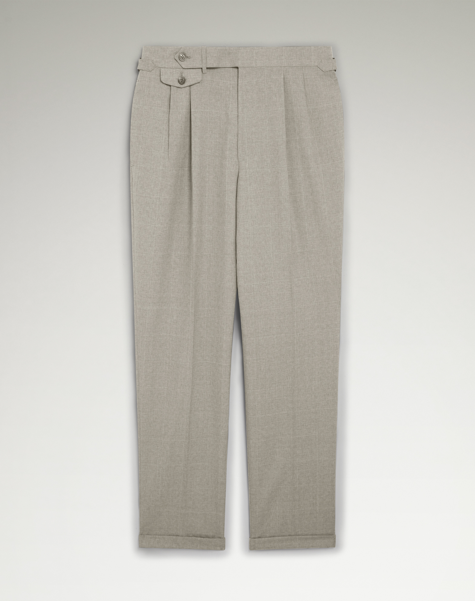 DUNHILL TROPICAL WOOL AND CASHMERE DOUBLE PLEATED TROUSERS