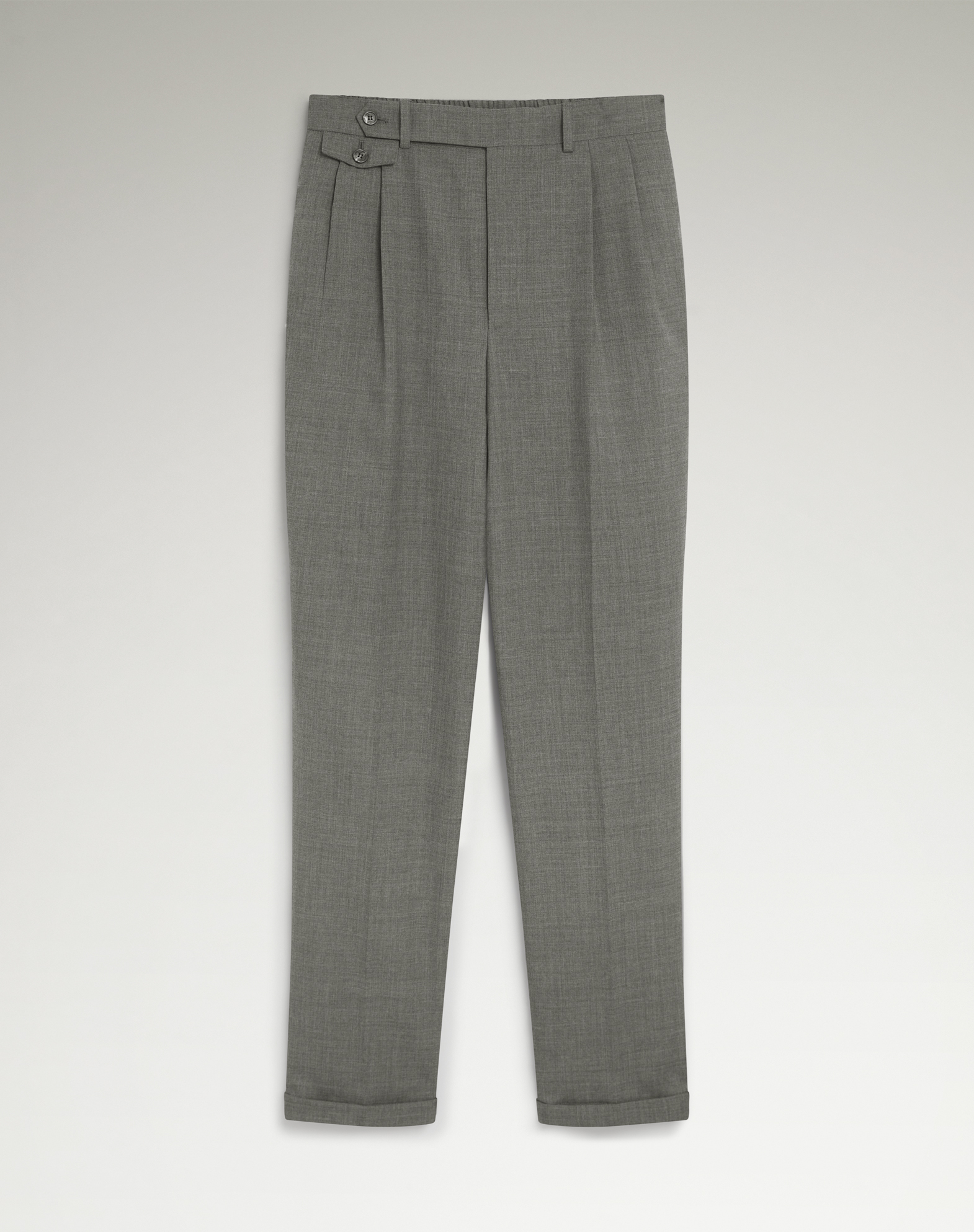 DUNHILL WOOL SUPER 130'S AND CASHMERE DOUBLE PLEATED TRAVEL TROUSERS