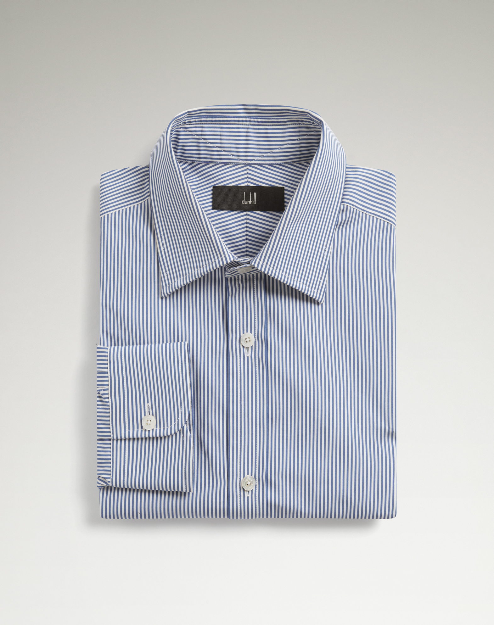 DUNHILL COTTON STRIPE POINT COLLAR SHIRT