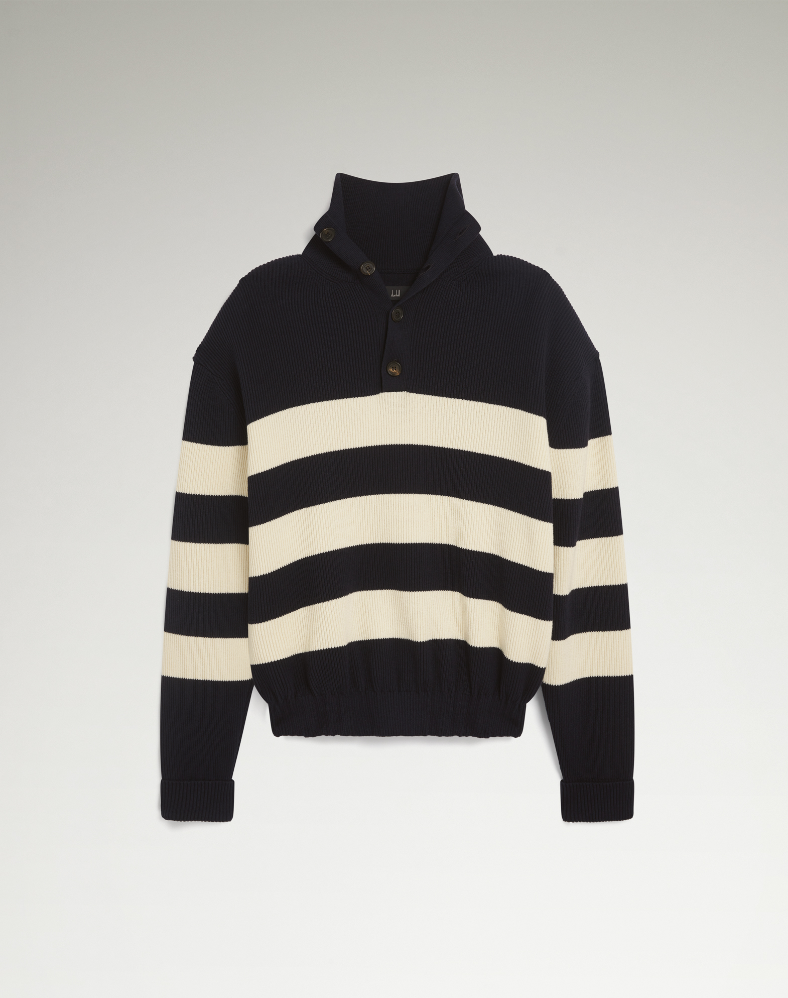 Dunhill Men's Luxury Stripe 1/4 Button Jumper