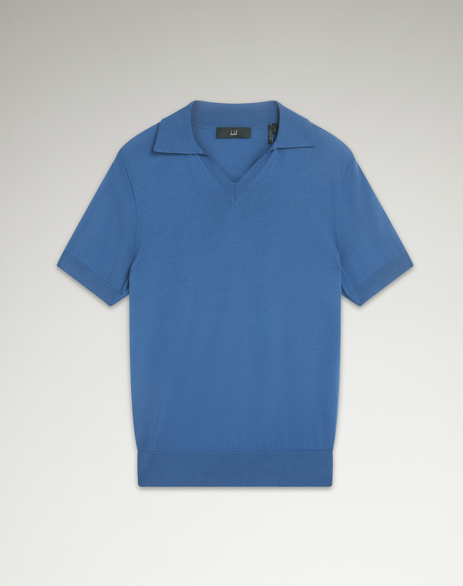 DUNHILL COTTON SILK OPEN NECK SHORT SLEEVE POLO