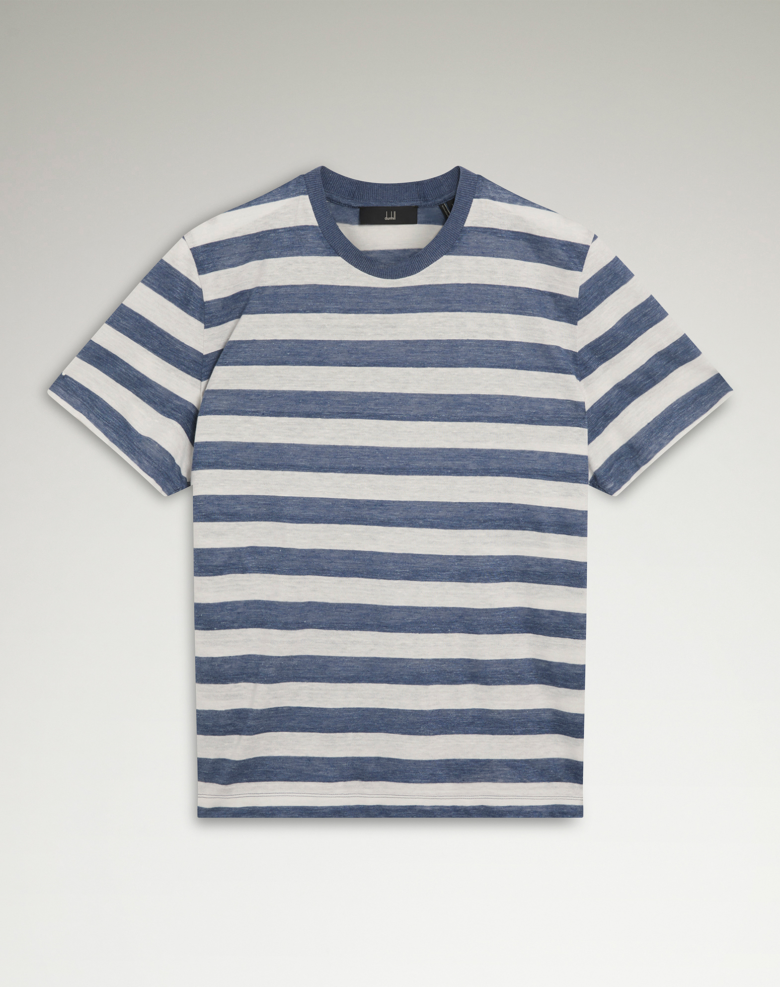 DUNHILL LINEN COTTON WIDE STRIPE SHORT SLEEVE T-SHIRT
