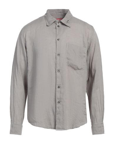 Diesel Man Shirt Grey Size 46 Linen In Grey
