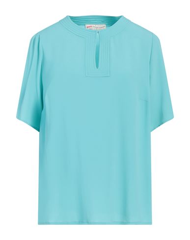 MAISON COMMON MAISON COMMON WOMAN TOP SKY BLUE SIZE 14 ACETATE, SILK 