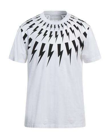 Neil Barrett Slim Fit Fairisle Thunderbolt Crew-neck T-shirt In White