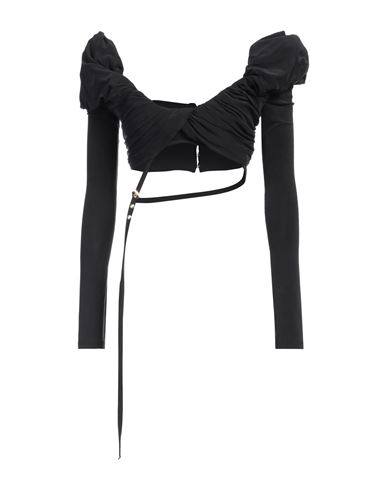 Jacquemus Woman Top Black Size S Cupro, Elastane In Black