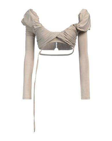 Jacquemus Woman Top Khaki Size S Cupro, Elastane In Beige
