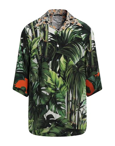 Dolce & Gabbana Man Shirt Green Size 15 ¾ Silk In Green