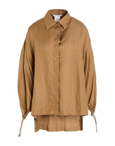Max Mara Woman Shirt Camel Size 10 Linen, Silk In Beige