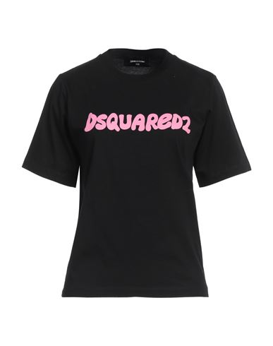 Dsquared2 Woman T-shirt Black Size L Cotton In Black