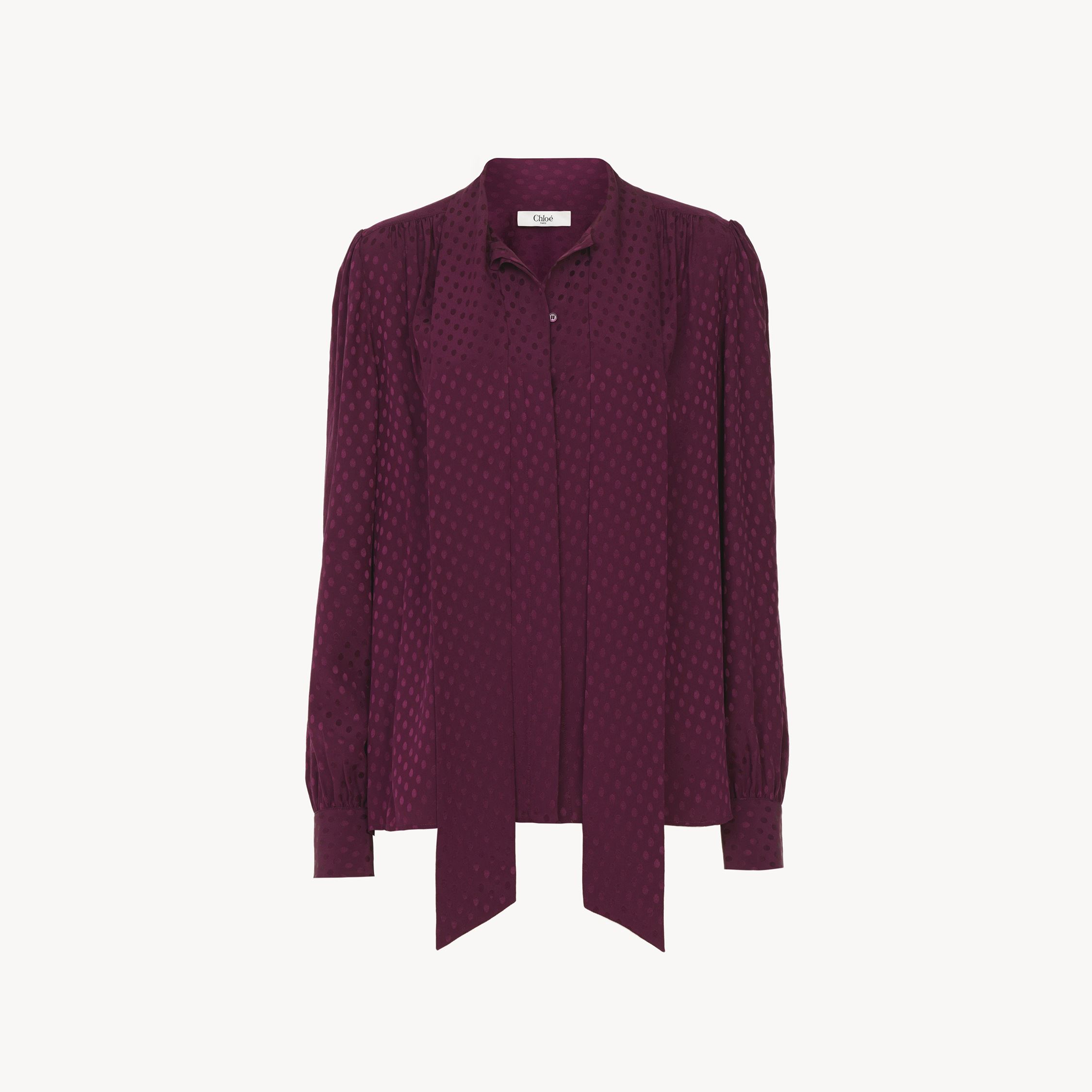 Chloé Blouse Lavallière En Jacquard De Soie Femme Rose Taille 34 100% Soie, Pinctada Maxima, Farmed, Coo A In Pink