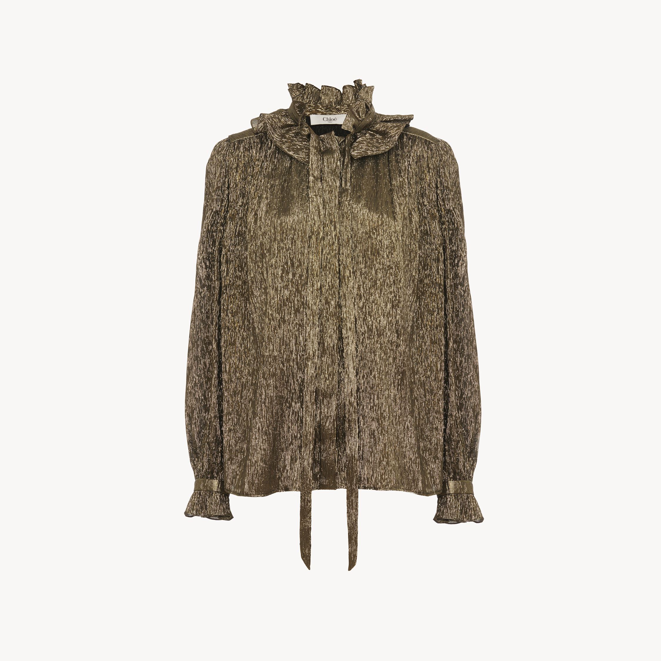Chloé Gathered Fluid Silk Blouse In Black