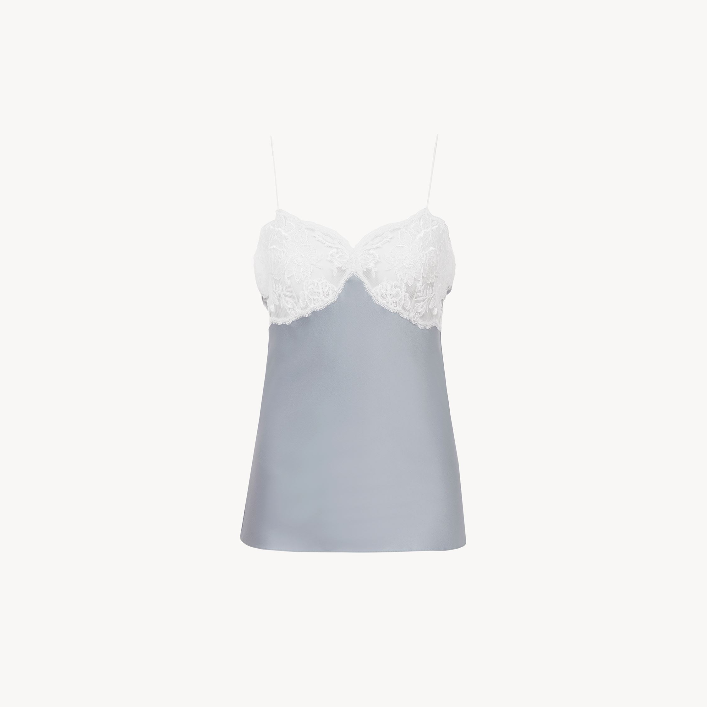 Chloé Silk An Lace Tank Top Tops Light Blue In Blue