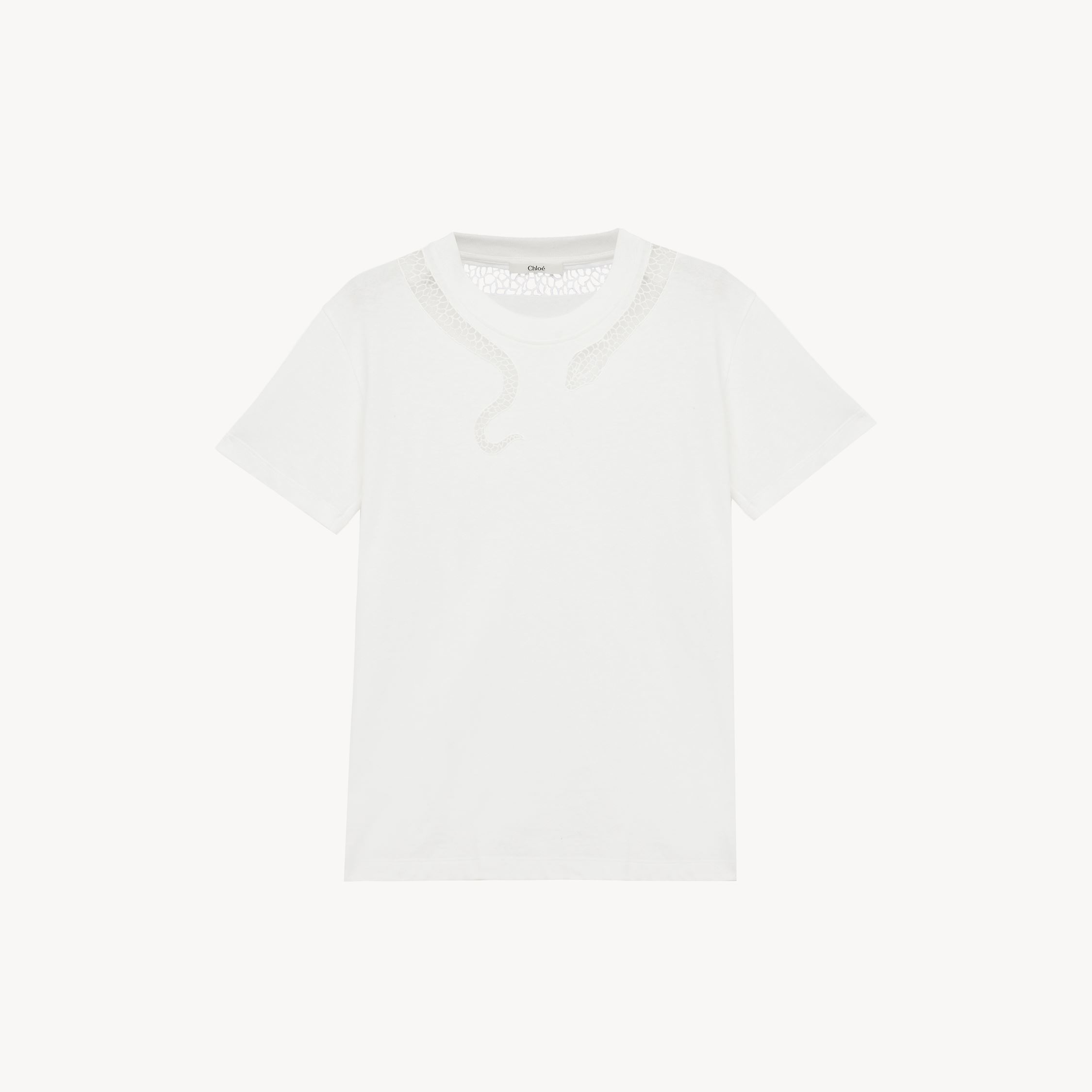 Shop Chloé Guipure T-shirt In Cotton Jersey White Size Xs 100% Cotton
