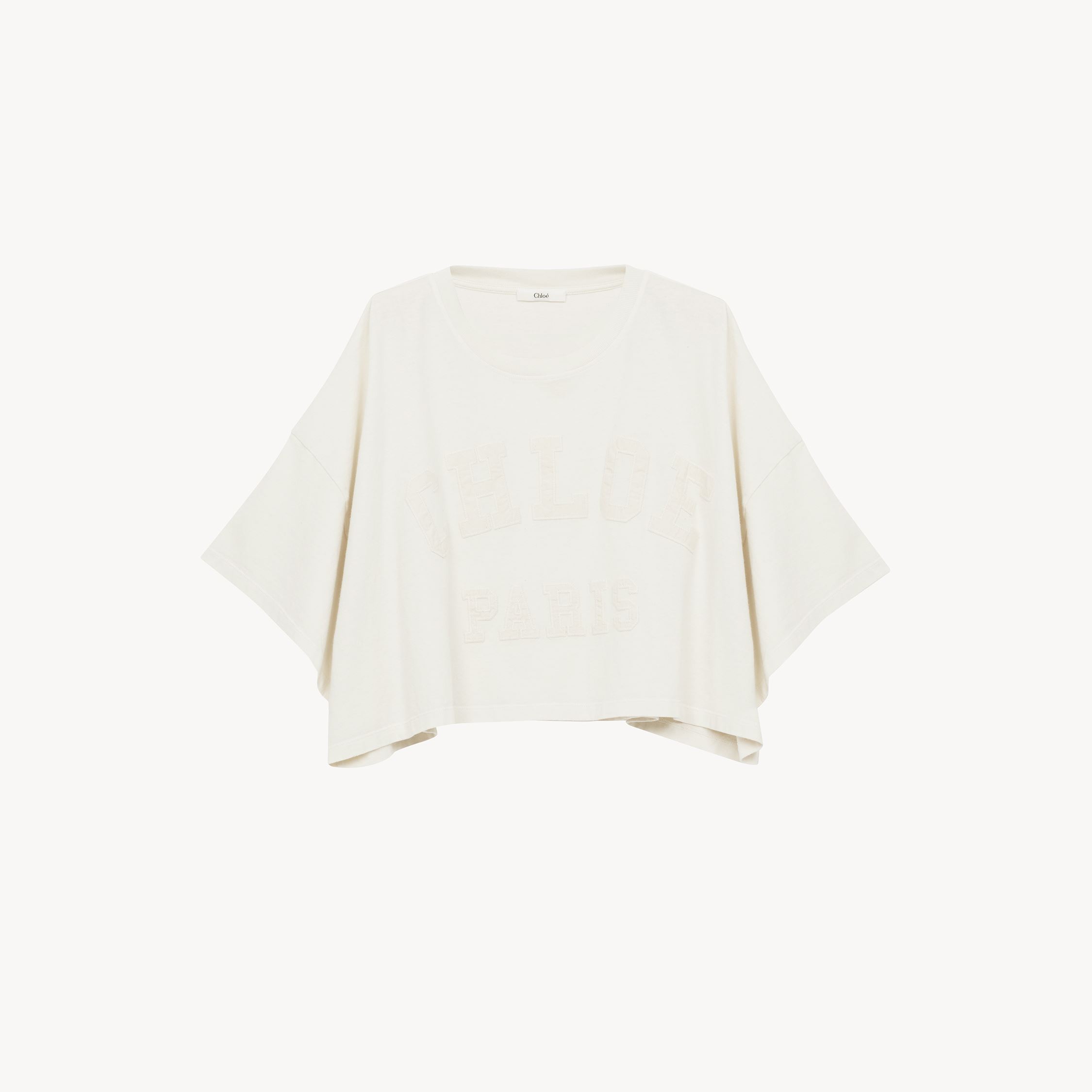 Shop Chloé Cropped Logo T-shirt In Cotton Jersey White Size Xs 100% Cotton