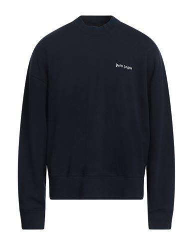 Palm Angels Cotton Oversize Crew Neck Sweatshirt In Navy