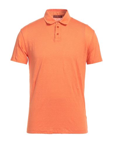 Daniele Fiesoli Man Polo Shirt Orange Size M Linen, Elastane In Orange