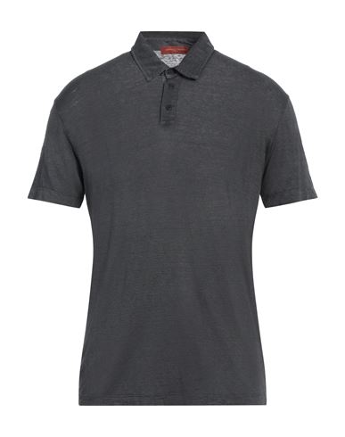 Daniele Fiesoli Man Polo Shirt Charcoal Size L Linen, Elastane In Grey