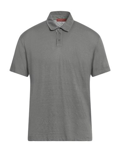 Daniele Fiesoli Man Polo Shirt Lead Size L Linen, Elastane In Grey