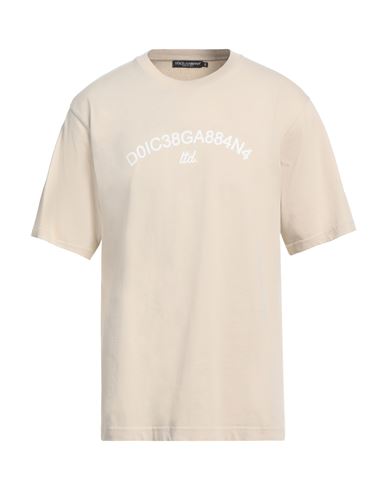 Dolce & Gabbana Man T-shirt Beige Size 36 Cotton