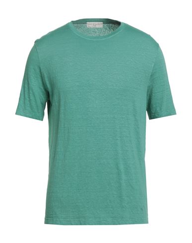 Filippo De Laurentiis Man T-shirt Emerald Green Size 46 Linen, Elastane In Green