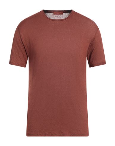 Daniele Fiesoli Man T-shirt Brown Size L Linen, Elastane In Brown