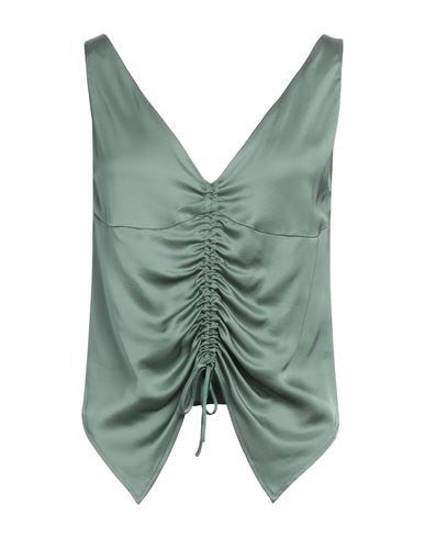 Cesar Casier Woman Top Sage Green Size L Viscose In Sage Green