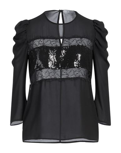 KAOS KAOS WOMAN TOP BLACK SIZE 6 POLYESTER, VISCOSE, ELASTANE 