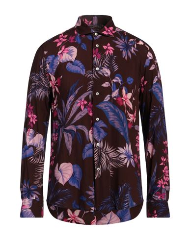 Brian Dales Man Shirt Chocolate Brown Size 17 Viscose In Brown