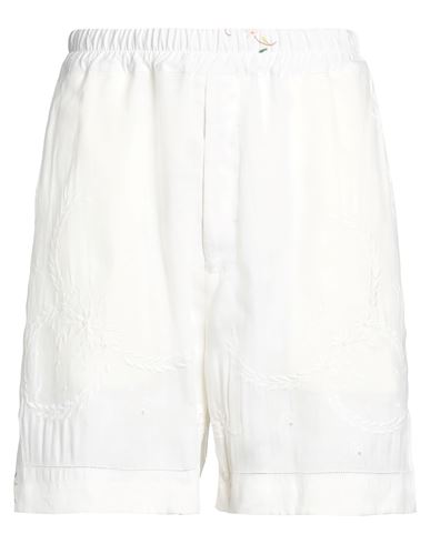 By Walid Man Shorts & Bermuda Shorts Off White Size M Linen In Off White