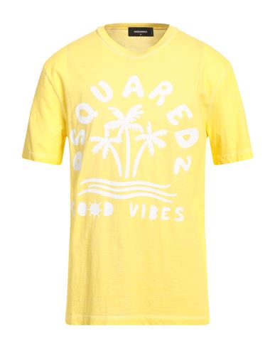 Dsquared2 Cotton Crew-neck T-shirt With Print In Yellow