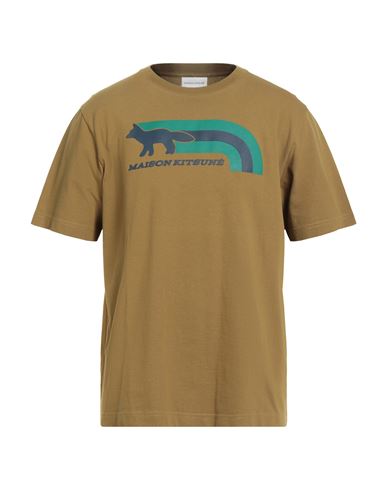 Maison Kitsuné Man T-shirt Military Green Size M Cotton In Brown